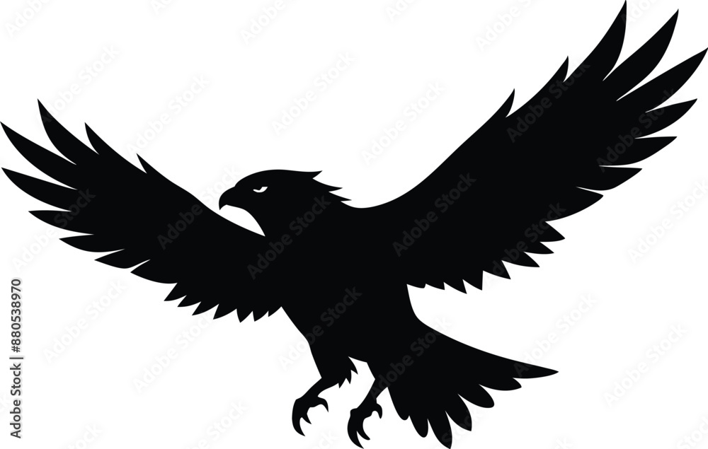 Obraz premium Hawk silhouette, Flying hawk bird, Hawk Bird Silhouette SVG, Eagle vector illustration