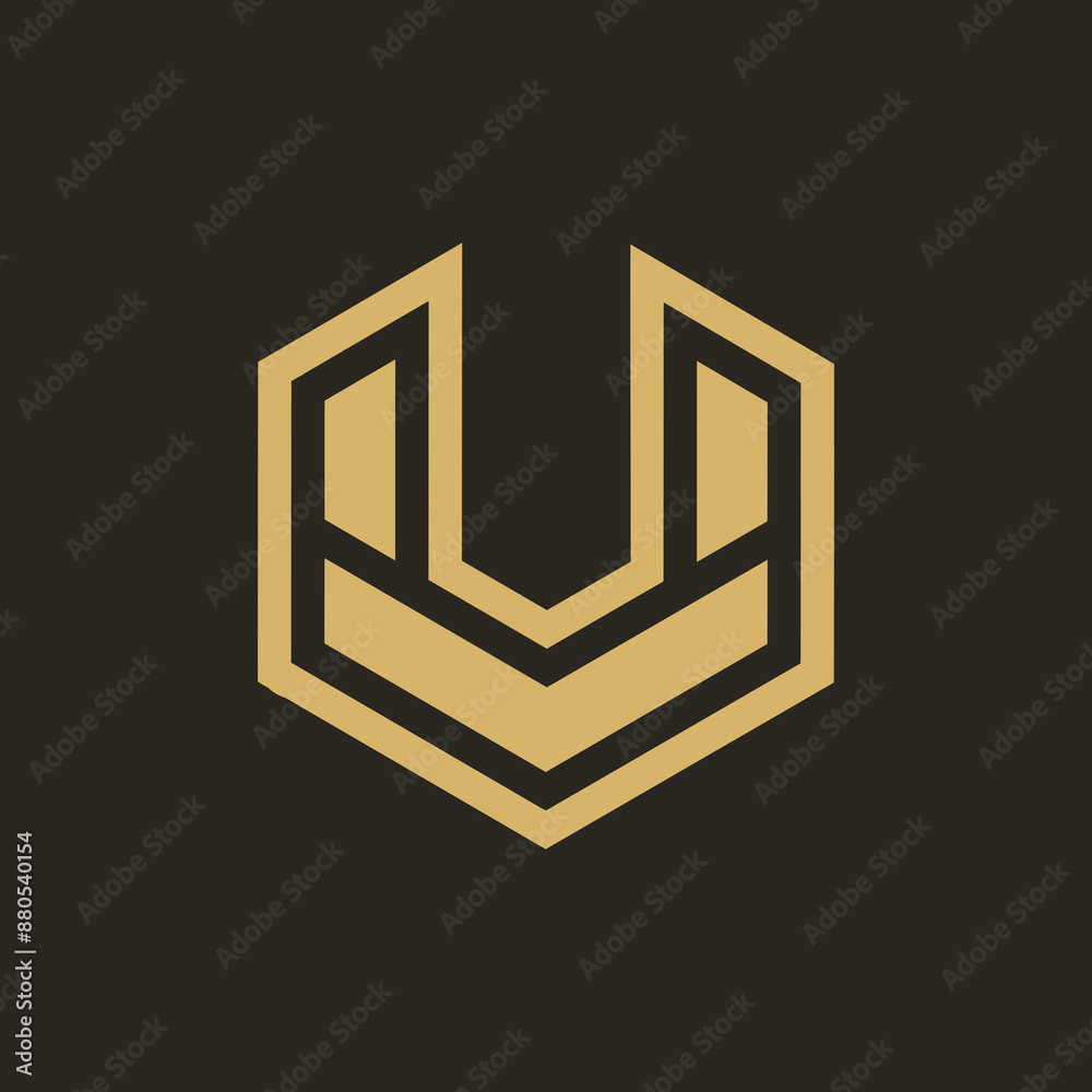 Polygon monoline alphabet logo template design