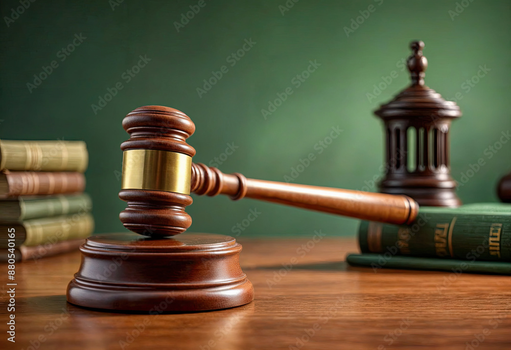 Gavel on Desk with Blurred Lights Representing Legal System Gavel on Desk with Blurred Lights Representing Legal System