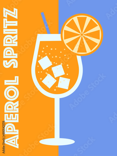 Aperol Spritz cocktail poster. Bar menu design. Summer cocktail