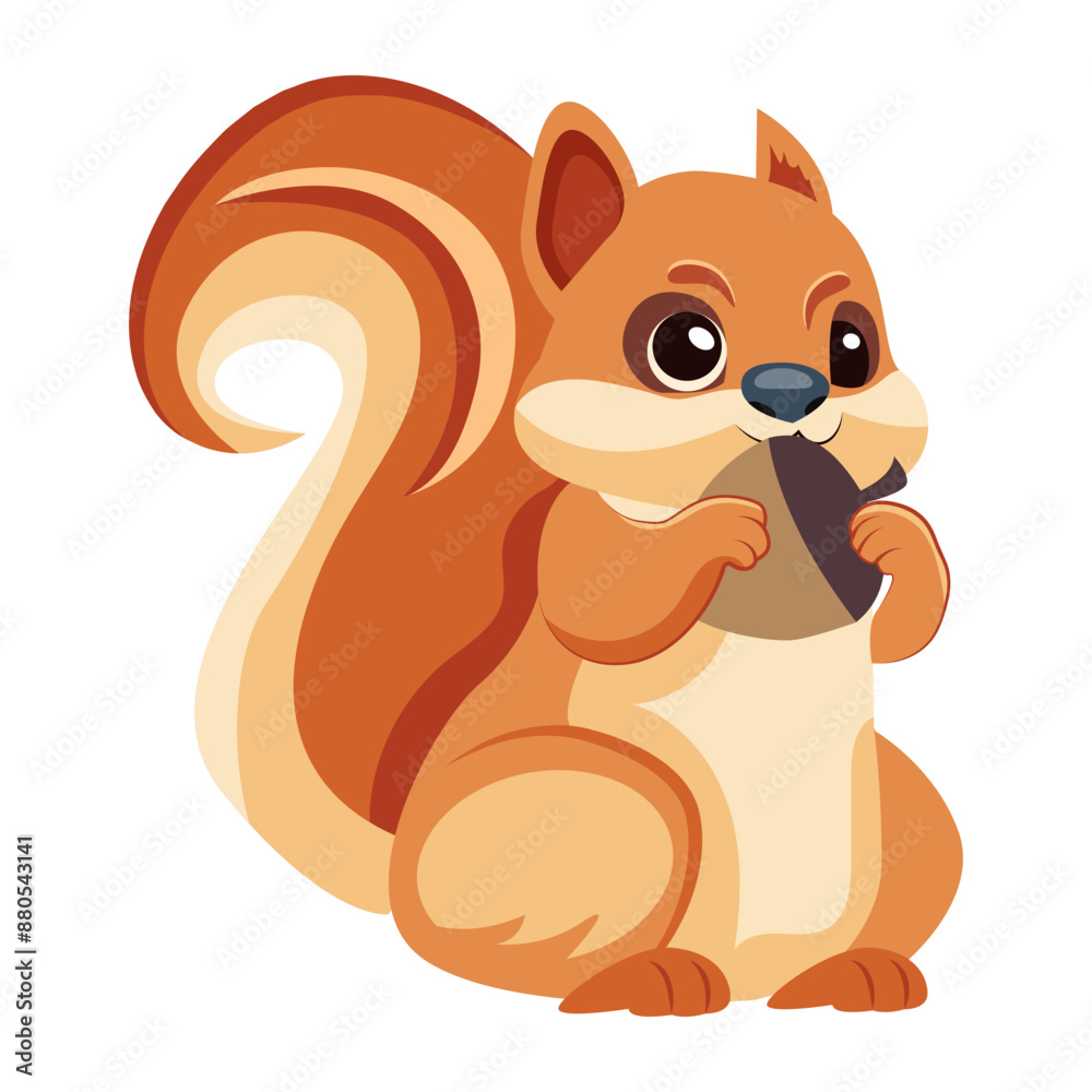 Fototapeta premium A flat style mascot of squirrel acorn