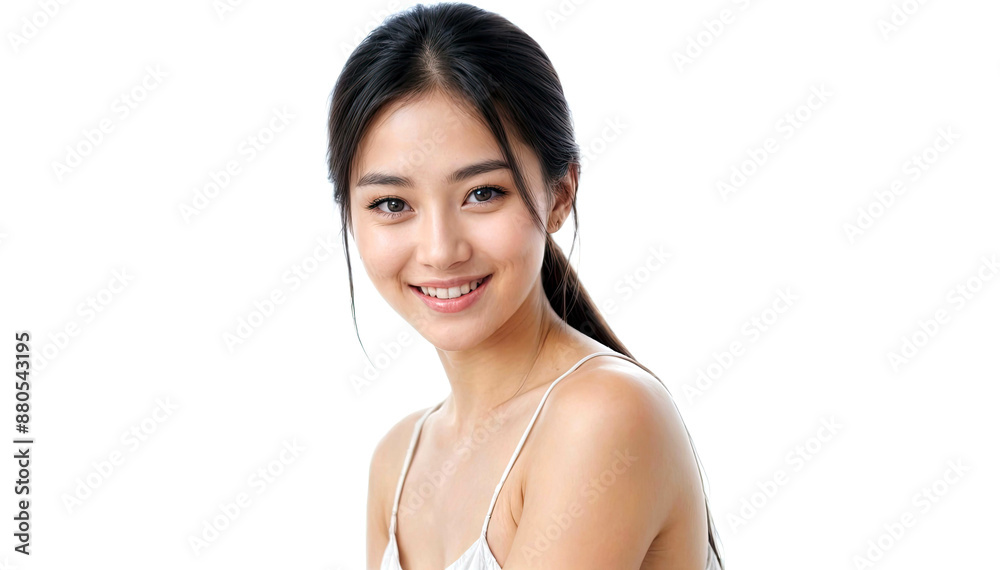 Asian woman with long dark hair, fair skin, and natural makeup Asian woman with long dark hair, fair skin, and natural makeup