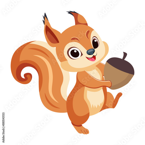 Squirrel food icon in flat style  

