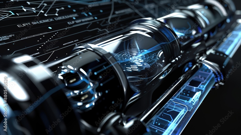 Close-Up of Futuristic 'Empty Rhetoric Energy Converter' with Holographic Projections and Quantum Field Visualizations Close-Up of Futuristic 'Empty Rhetoric Energy Converter' with Holographic Projections and Quantum Field Visualizations
