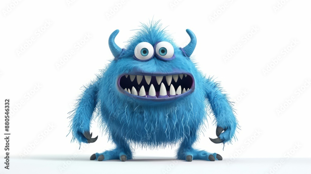 Obraz premium 3D blue monster expressive cartoon style character