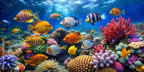 Fototapeta Naklejka Na Ścianę i Meble -  underwater view has a Beautiful colorful coral
