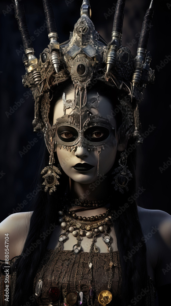 Contemporary Poster Of Gothic Queen In The Dark On Blurry Background Contemporary Poster Of Gothic Queen In The Dark On Blurry Background