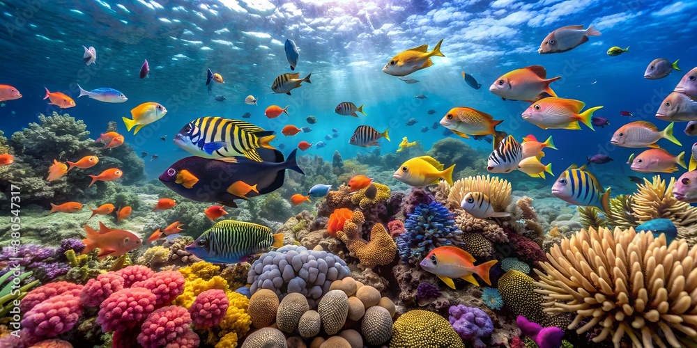 Naklejka premium underwater view has a Beautiful colorful coral 