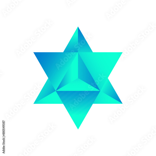 Vector Stellated Octahedron, also called Stella octangula, and Polyhedra Hexagon, geometric polyhedral compounds on a white background with a gradient for game, icon, logo, mobile, ui, web.