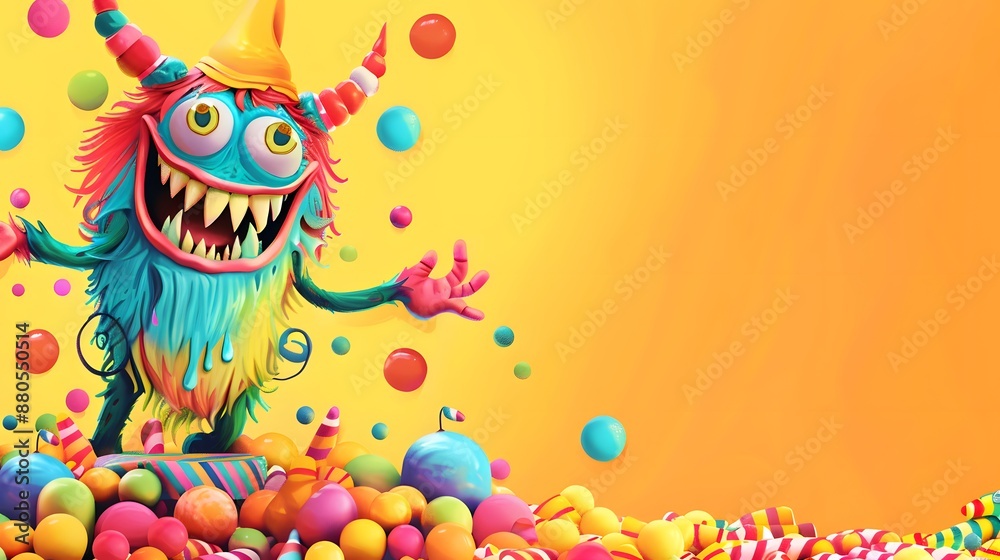 Fototapeta premium cute halloween party monster