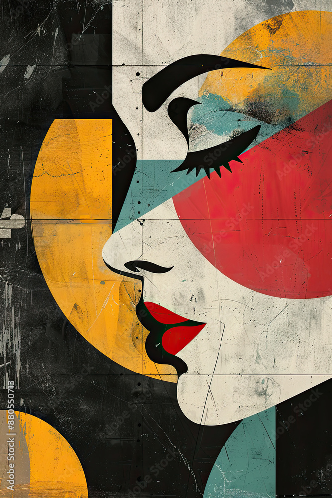 Artistic bauhaus poster with abstract shapes