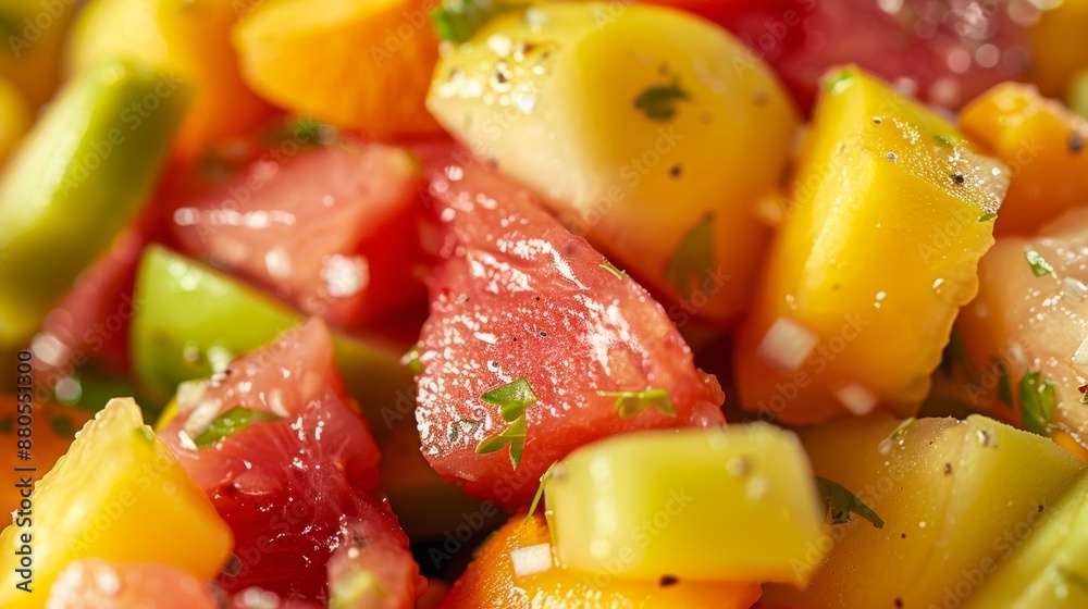 Close-up of a tropical fruit salad featuring guava, vibrant and refreshing Close-up of a tropical fruit salad featuring guava, vibrant and refreshing