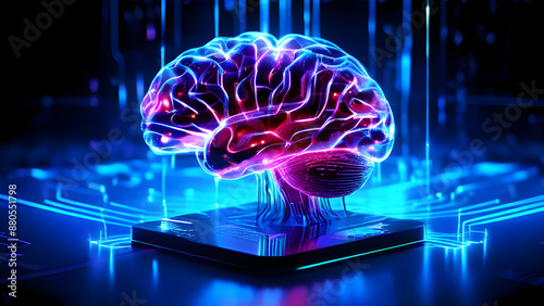 Artificial intelligence future technology brain chipe tech background