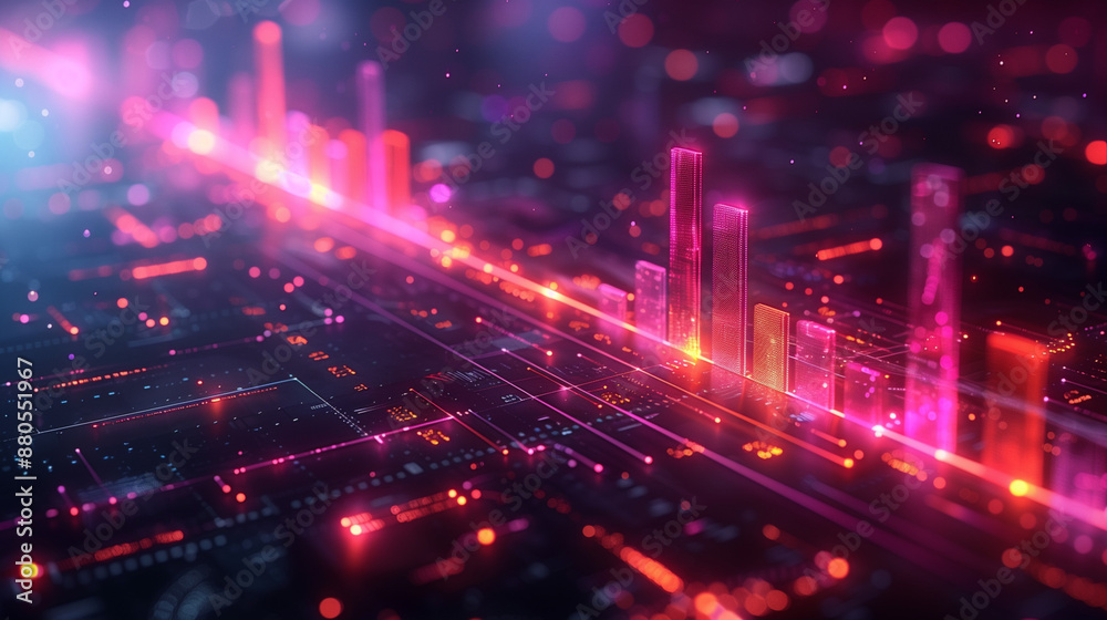 A three-dimensional line graph and bar graph, infographic A three-dimensional line graph and bar graph, infographic