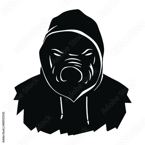 Pig graphic icon. Pig black silhouette isolated on white background. Vector illustration