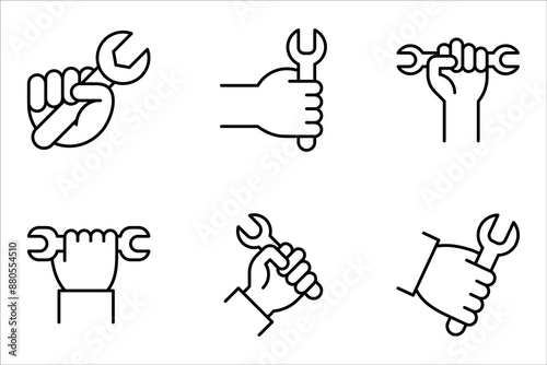 Wrench in hand icon set. wrench in hand vector illustration on white background