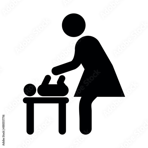 Diaper changing station room symbol icon.Toilet room for mother and baby. Vector flat  solid pictogram on white background for web and infographic.