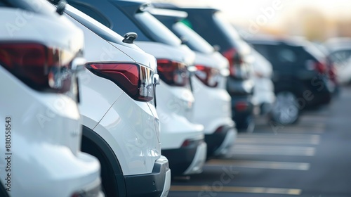 Wallpaper Mural Cars parked in rows on outdoor parking. Used car for sale and rental service. Car insurance. Automobile parking area. Car dealership and dealer agent concept. Automotive industry. car showroom Torontodigital.ca