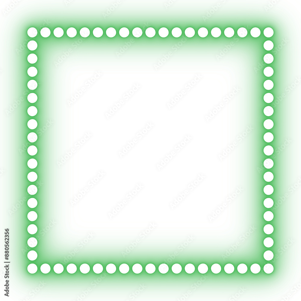Neon square dotted glowing frames isolated on transparent background Neon square dotted glowing frames isolated on transparent background