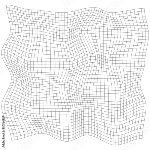 Grid, mesh, lattice with distort, deform effect. Distortion, deformation array of lines - Stock vector illustration, Clip art graphics