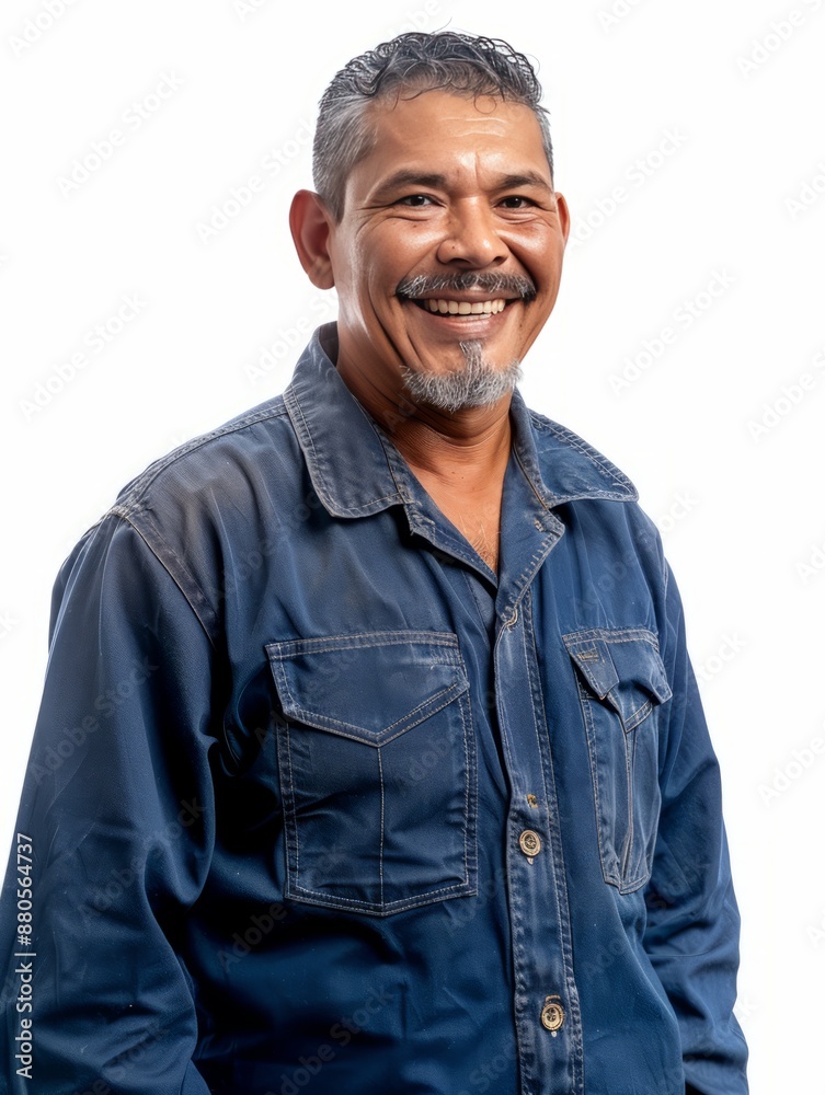 Man With Mustache in Blue Shirt Man With Mustache in Blue Shirt