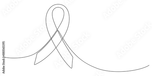 breast cancer awareness ribbon one line drawing
