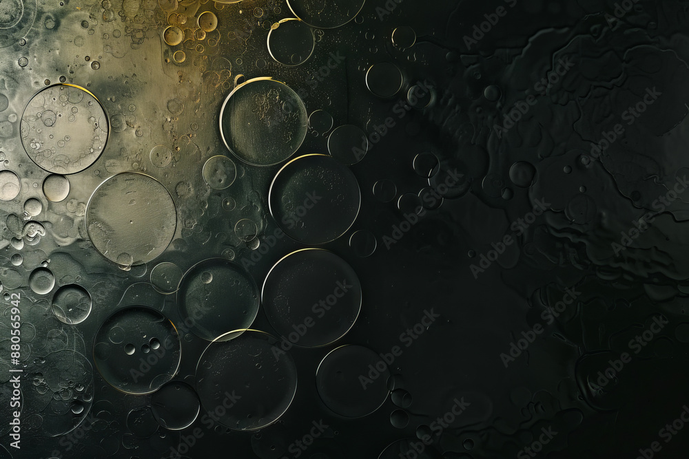 Circle texture pattern background. black and yellow abstract 3D background with round, textured geometric backdrop. Geometric shapes overlap creating harmonious abstract composition. 