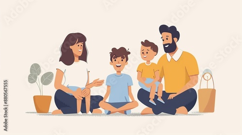 Happy Family Sitting Together