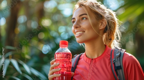 Smiling Woman Hiking in the Jungle