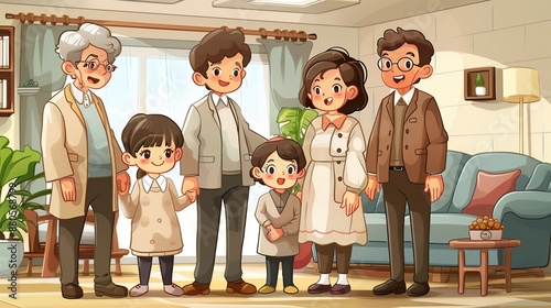 Happy Family Portrait Illustration