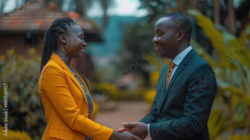 Smiling Couple Shaking Hands