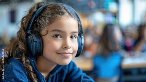 Smiling Girl Listening to Music