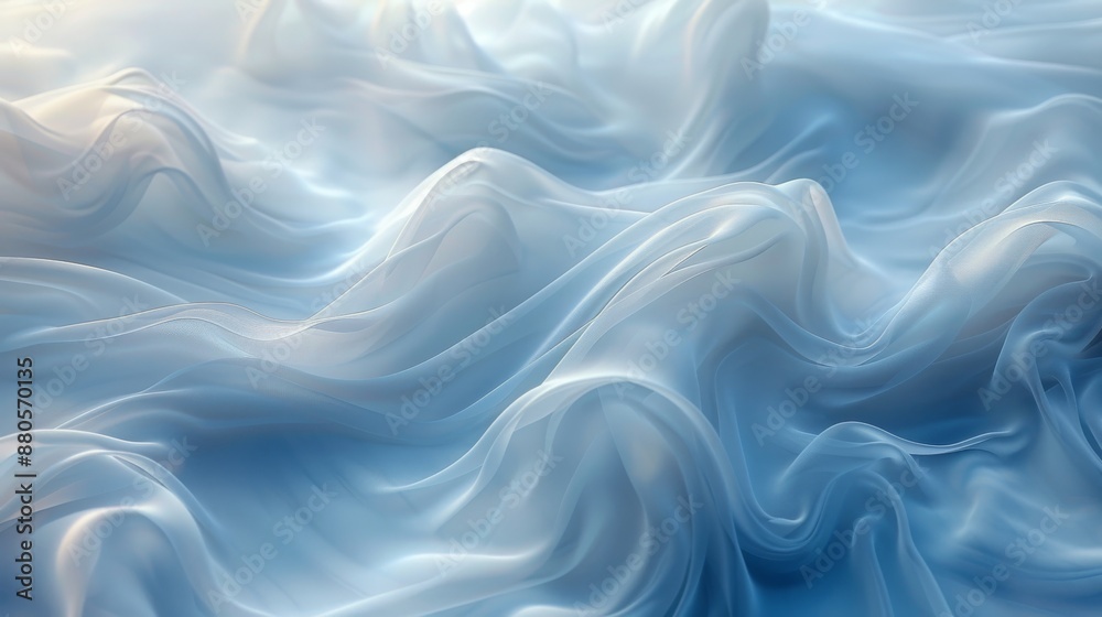 Smooth elegant blue silk or satin texture is flowing and waving, creating a beautiful abstract background with copy space. The light is highlighting the top of the waves Smooth elegant blue silk or satin texture is flowing and waving, creating a beautiful abstract background with copy space. The light is highlighting the top of the waves