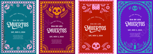 Dia De Los Muertos cards and social media stories, Day of the dead, Mexican holiday. Vertical banner design