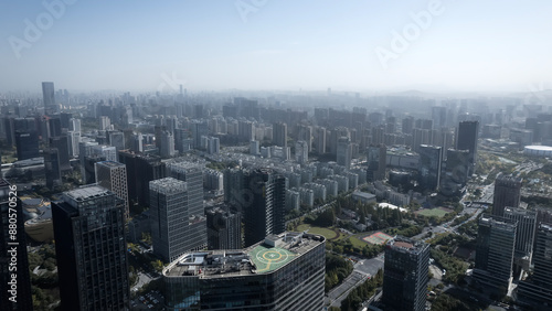 Modern Urban Cityscape with Skyscrapers and Green Spaces