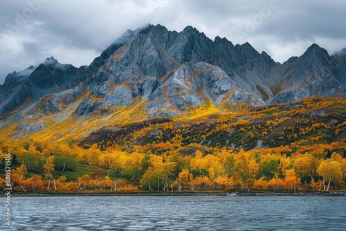 States Of America. Tranquil Autumn Colors in Chugach Mountains, Alaska photo