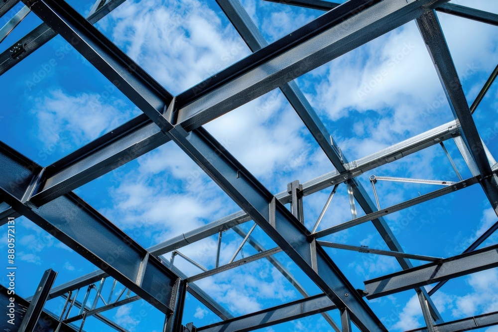 Steel Structure. Built Structure with Blue Sky Background. Construction Industry Concept Steel Structure. Built Structure with Blue Sky Background. Construction Industry Concept