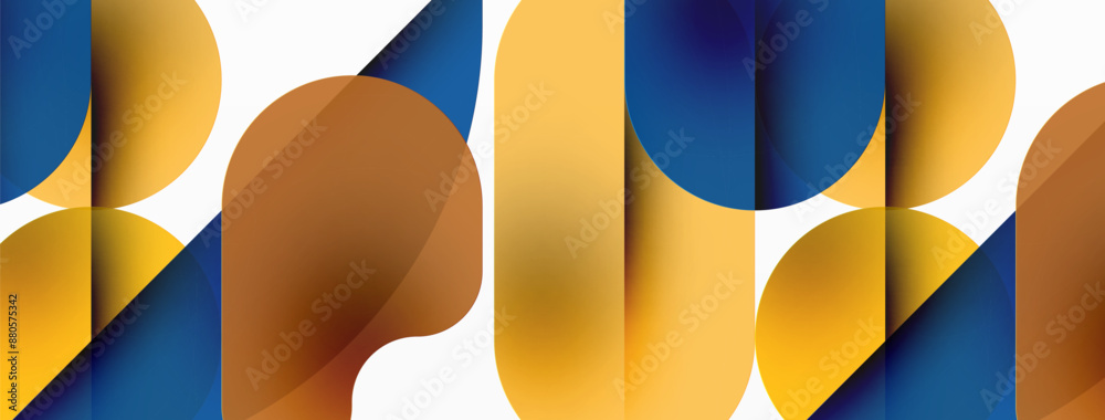 Minimal round shapes geometric abstract background. Circle design. Trendy techno business template for wallpaper, banner, background or landing