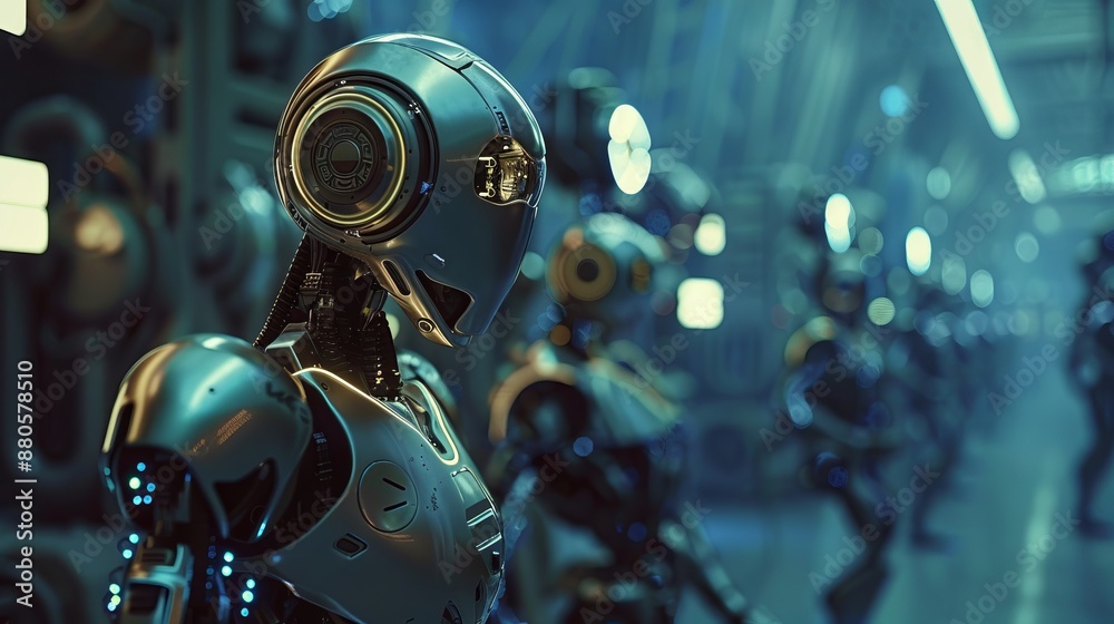 Modern industrial robot assembly line in high-tech factory setting
Modern industrial robot assembly line in high-tech factory setting
