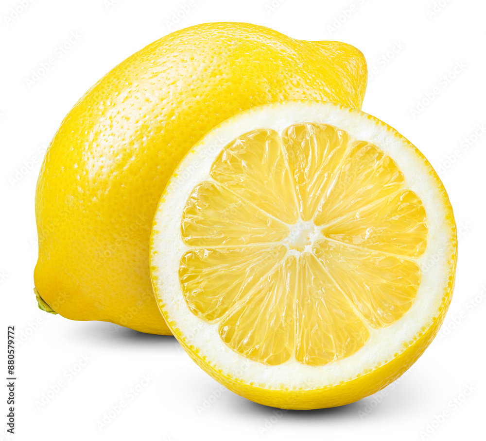 Lemon Adobe File Lemon fruit with half isolated png. Whole lemon and a half on ...