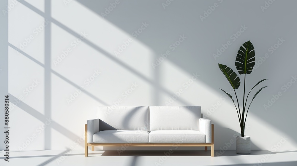 A minimalist living room with a clean-lined sofa and a large window providing an abundance of natural light and a sense of openness Illustration, Image, , Minimalism, A minimalist living room with a clean-lined sofa and a large window providing an abundance of natural light and a sense of openness Illustration, Image, , Minimalism,