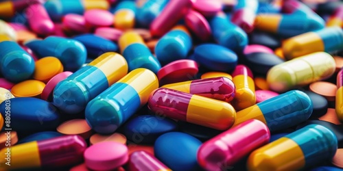 Colorful pills and capsules, Pharmaceutical industry concept. Pharmacy