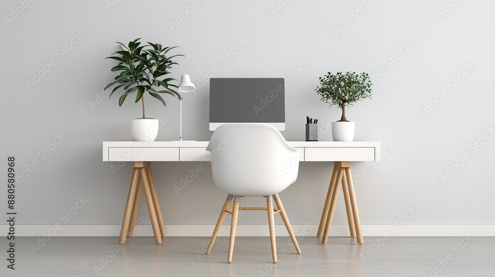 An elegant home office with a simple desk, ergonomic chair, and minimal decor creating a productive and aesthetically pleasing workspace Illustration, Image, , Minimalism, An elegant home office with a simple desk, ergonomic chair, and minimal decor creating a productive and aesthetically pleasing workspace Illustration, Image, , Minimalism,