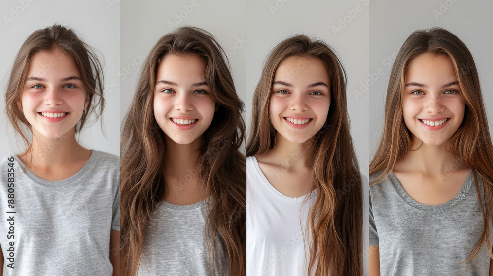 Collage of Smiling Teen Girls - High Detailed Headshots Collage of Smiling Teen Girls - High Detailed Headshots