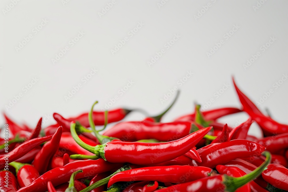 Red chili peppers close up on white background Red chili peppers close up on white background