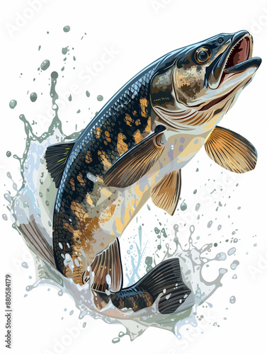 T-shirt design of a freshwater fish vector t shirt design of bass fishing
