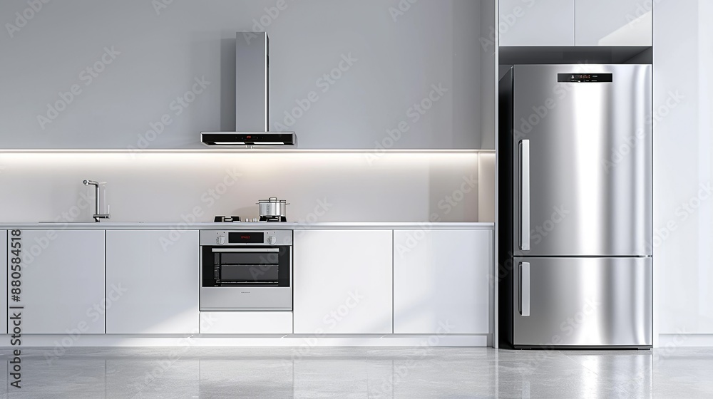 A sleek and modern kitchen with high-end appliances and minimalist design elements creating a functional and beautiful space for culinary activities Illustration, Image, , Minimalism, A sleek and modern kitchen with high-end appliances and minimalist design elements creating a functional and beautiful space for culinary activities Illustration, Image, , Minimalism,
