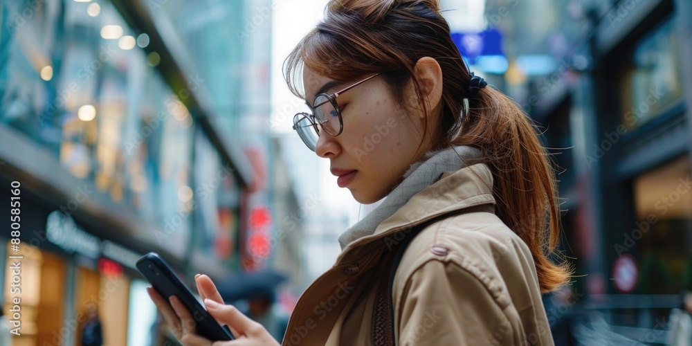 A person examining their mobile device A person examining their mobile device