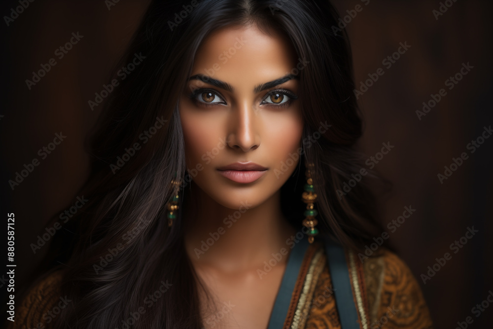 Portrait of a Charming Indian Woman in Traditional Attire. Generative AI