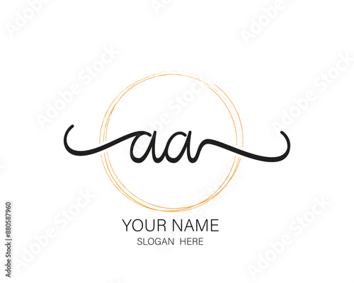 AA initial letter handwriting logo design ,signature logo template,beauty initial with circle design